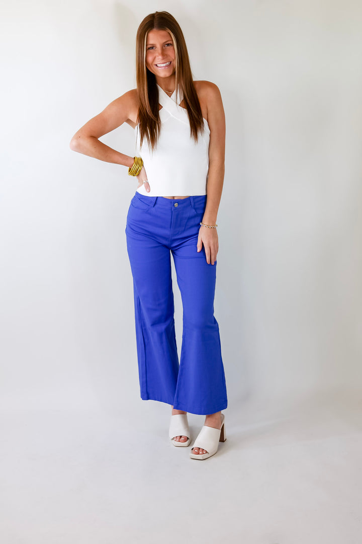 Talk To Me Crossed Strap Top in Off White - Giddy Up Glamour Boutique