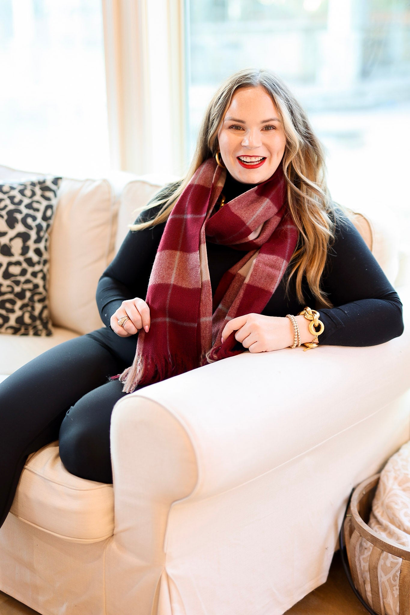 Plaid Scarf in Burgundy