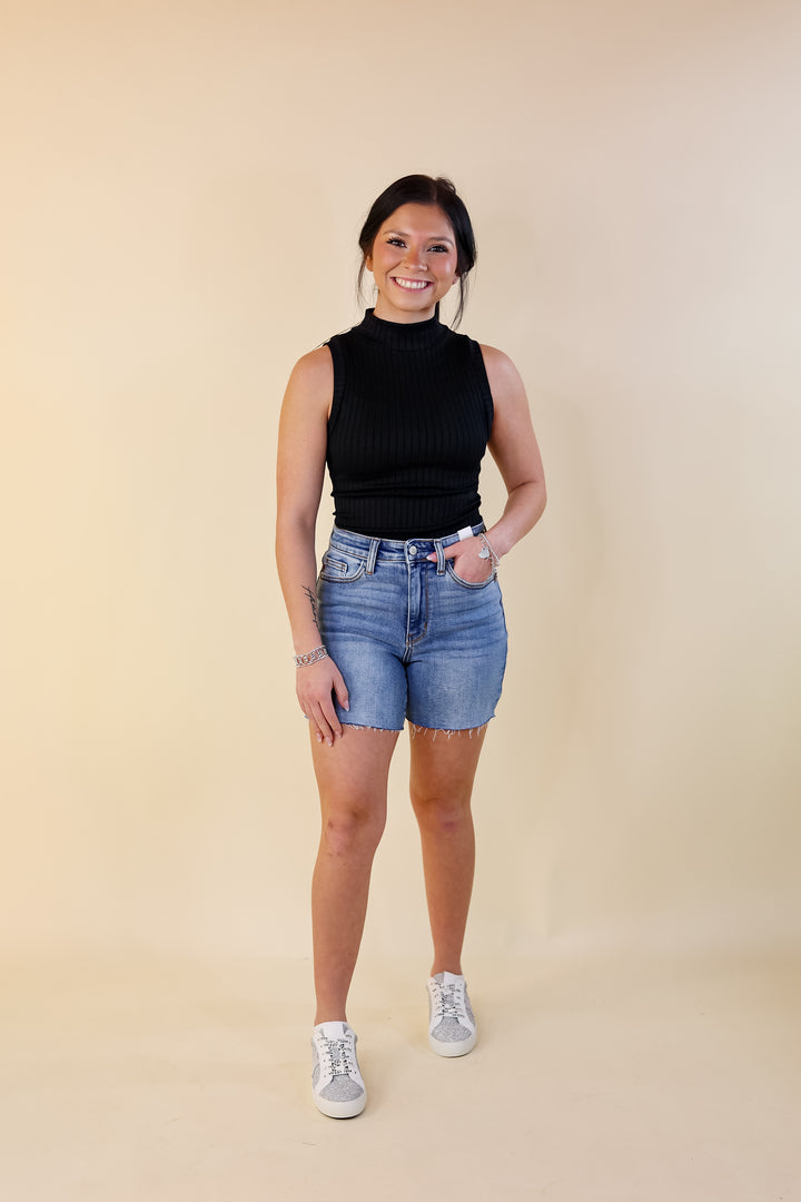 Judy Blue | Street Style Mid Thigh Shorts in Light Wash - Giddy Up Glamour Boutique