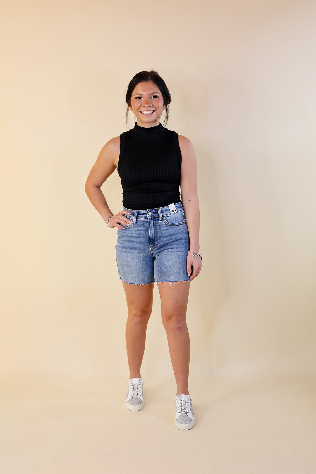 Judy Blue | Street Style Mid Thigh Shorts in Light Wash - Giddy Up Glamour Boutique