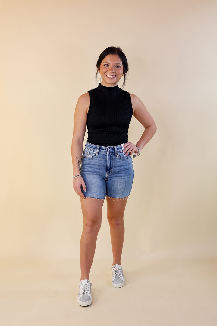 Judy Blue | Street Style Mid Thigh Shorts in Light Wash - Giddy Up Glamour Boutique