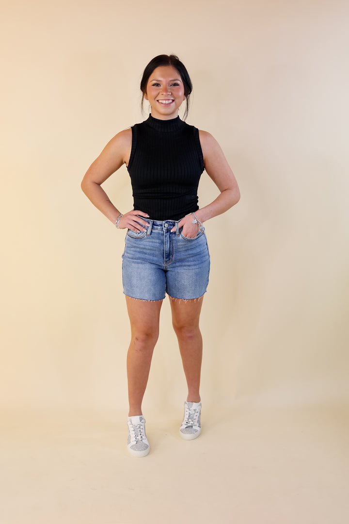 Judy Blue | Street Style Mid Thigh Shorts in Light Wash - Giddy Up Glamour Boutique