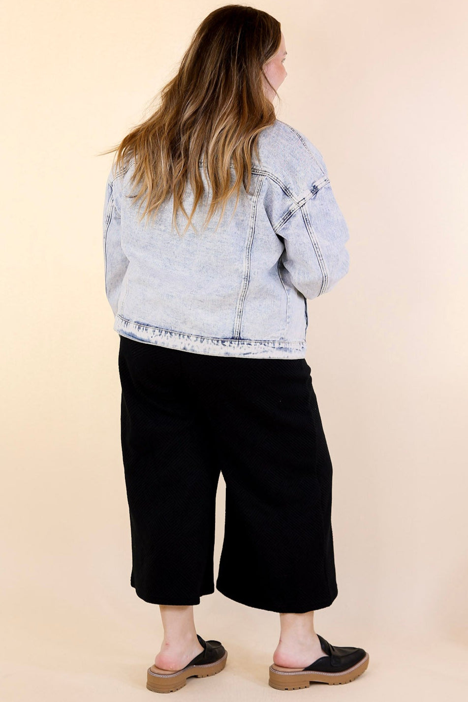 Take A Minute Crystal Front Pocket Denim Jacket in Light Wash