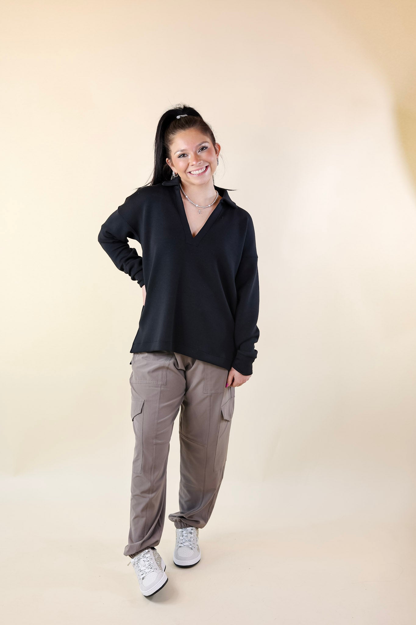 SPANX | AirEssentials Collared Polo Top in Black - Giddy Up Glamour Boutique
