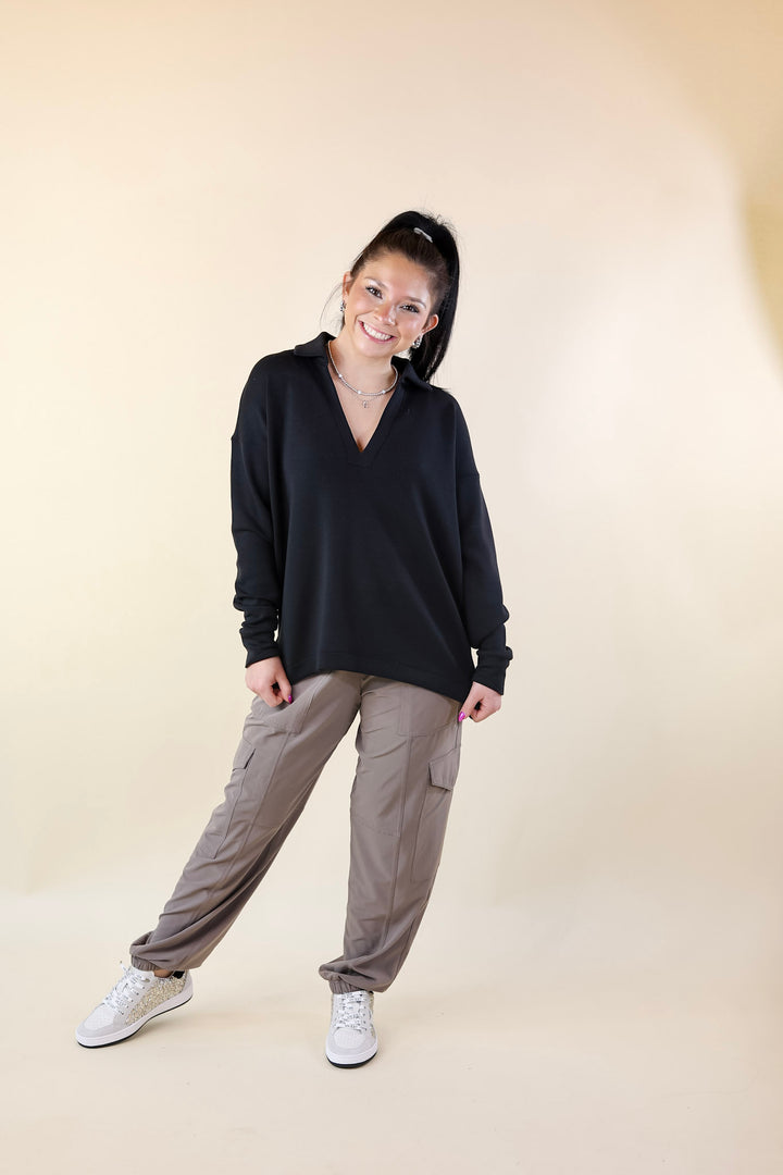 SPANX | AirEssentials Collared Polo Top in Black - Giddy Up Glamour Boutique