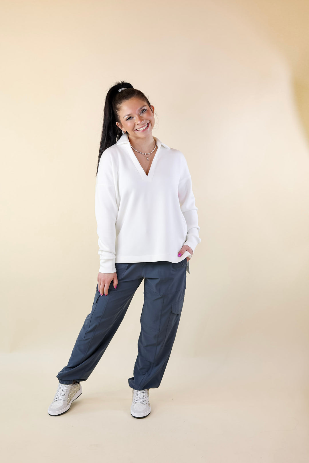 SPANX | Casual Fridays Cargo Jogger in Dark Storm (Heather Navy) - Giddy Up Glamour Boutique