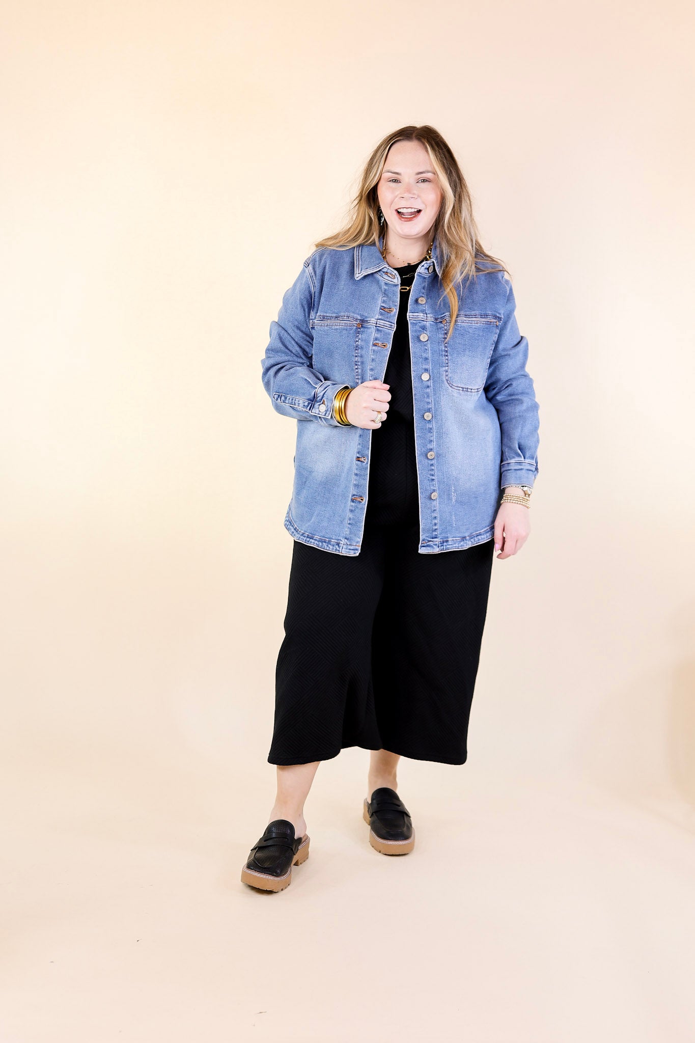 Judy Blue | Feeling Refreshed Button Up Denim Shacket in Medium Wash