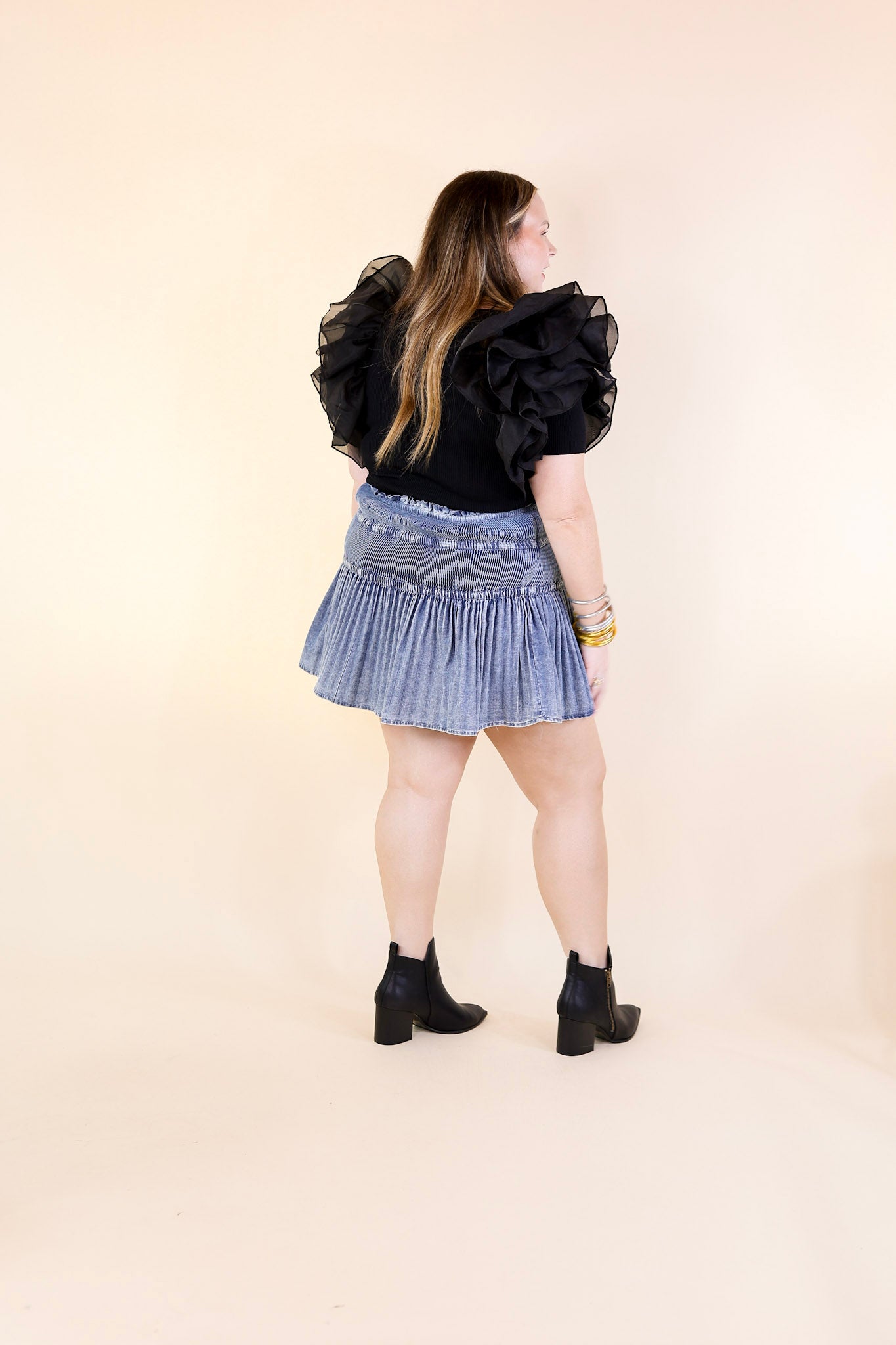 Sweetest Love Pleated Denim Skirt in Light Wash