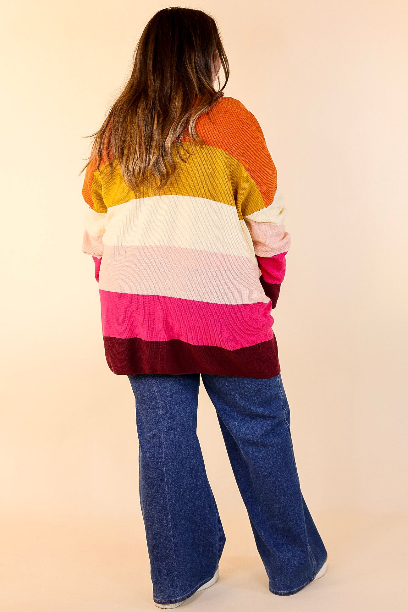 Happy Hour Multicolor Knit Cardigan in Orange and Pink