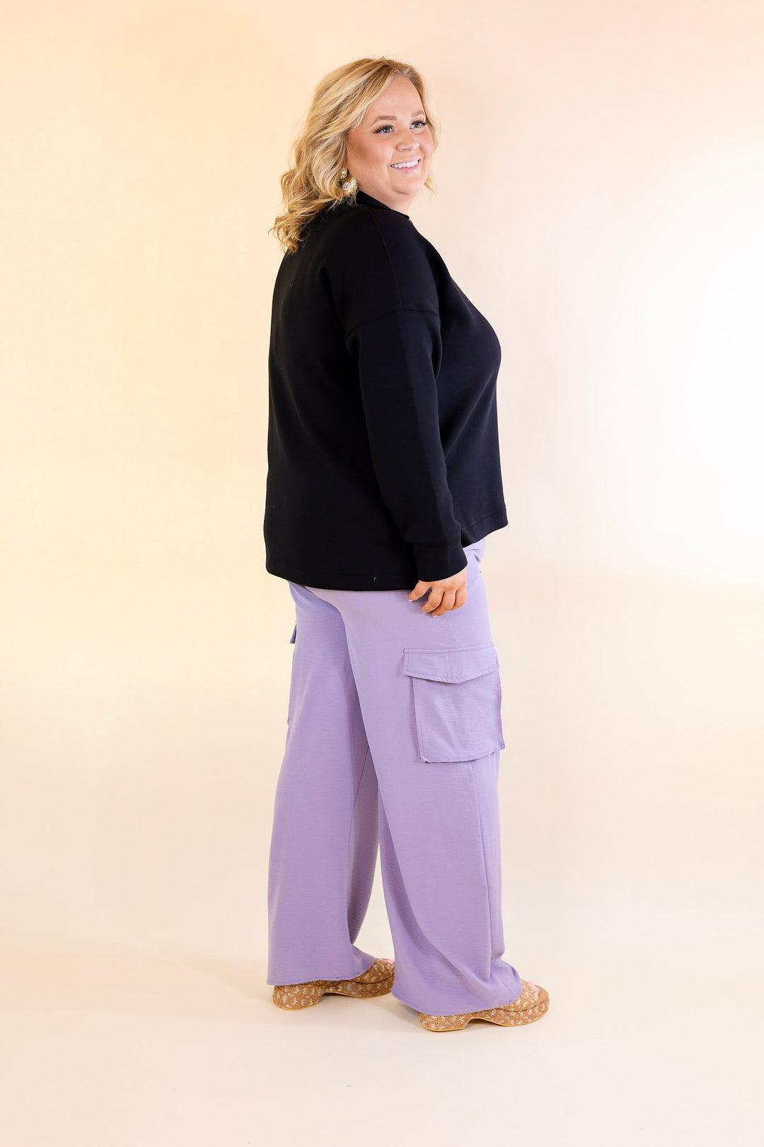 Sunday Stroll Wide Leg Cargo Pant in Lilac Purple - Giddy Up Glamour Boutique