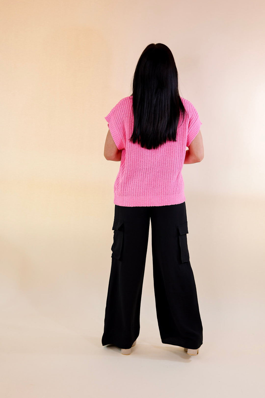 Sunday Stroll Wide Leg Cargo Pant in Black - Giddy Up Glamour Boutique