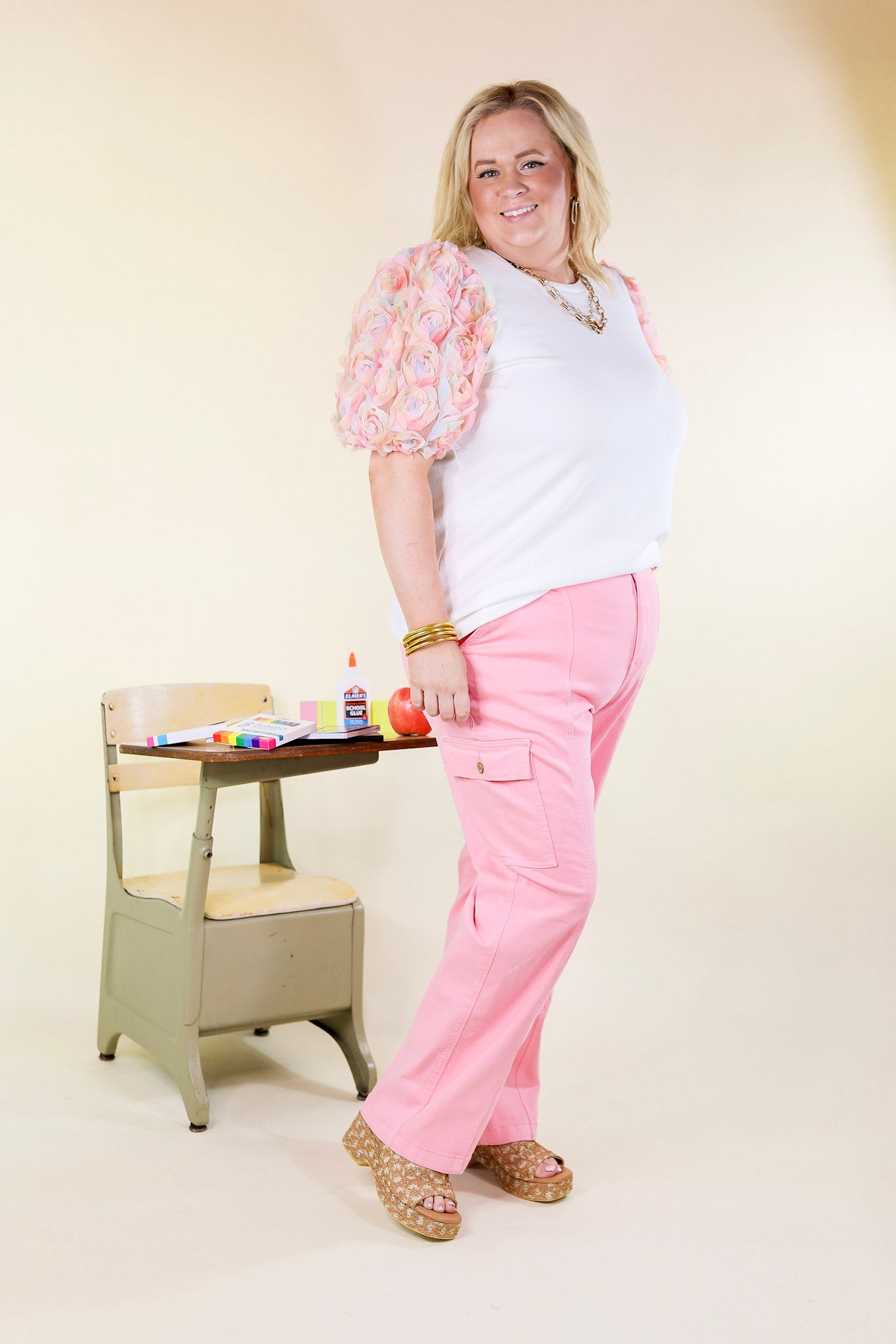 Tie Dye Floral Balloon Sleeve Top in White – Giddy Up Glamour Boutique