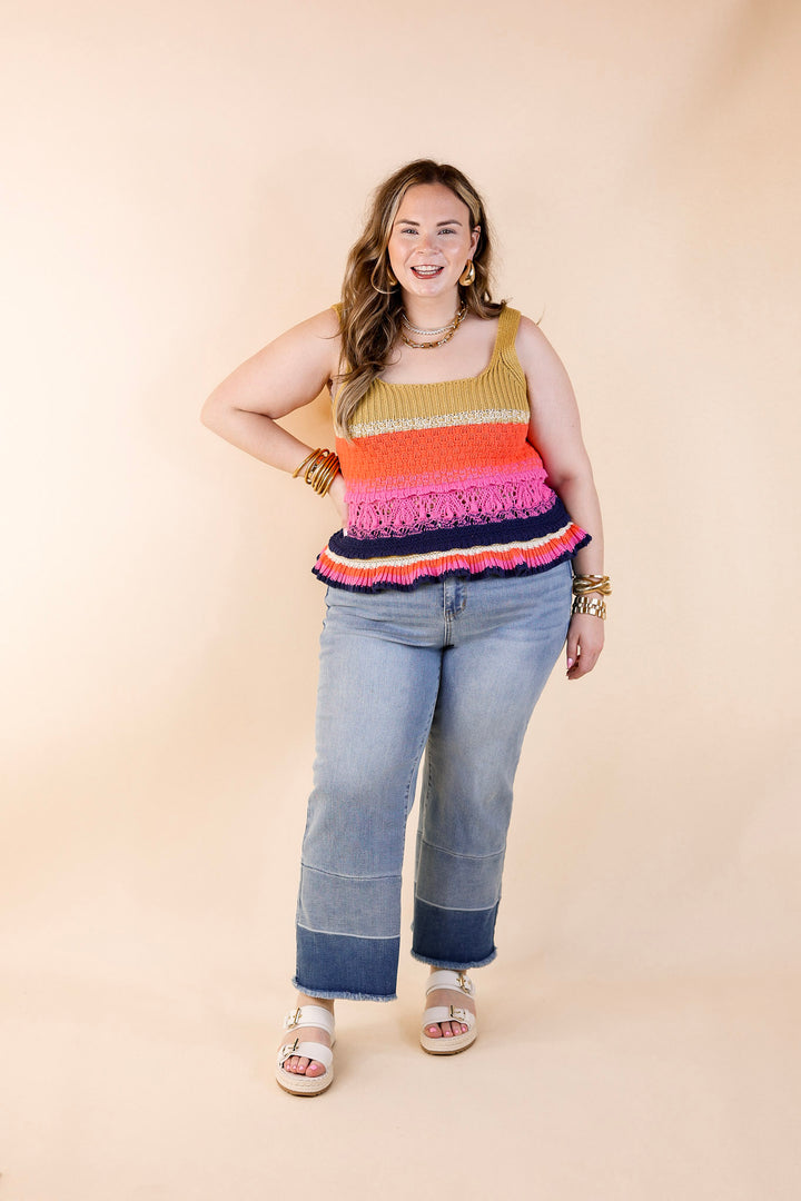 Comfy and Carefree Knit Tank Top in Multicolor - Giddy Up Glamour Boutique