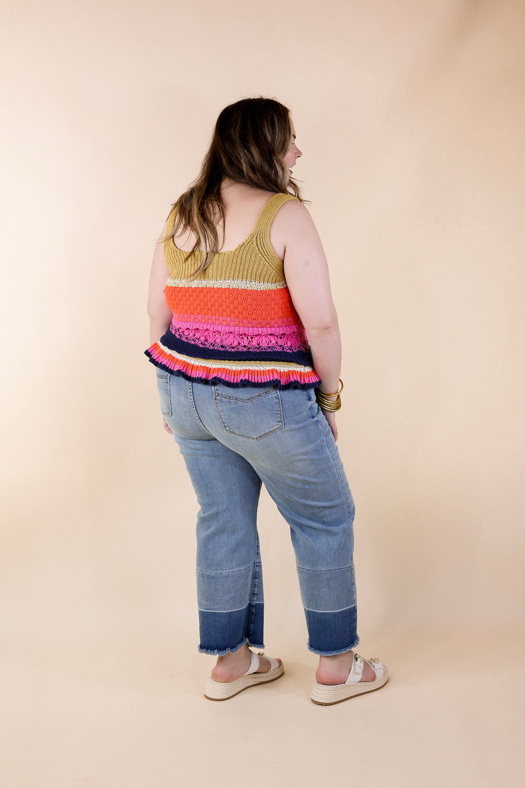 Comfy and Carefree Knit Tank Top in Multicolor - Giddy Up Glamour Boutique