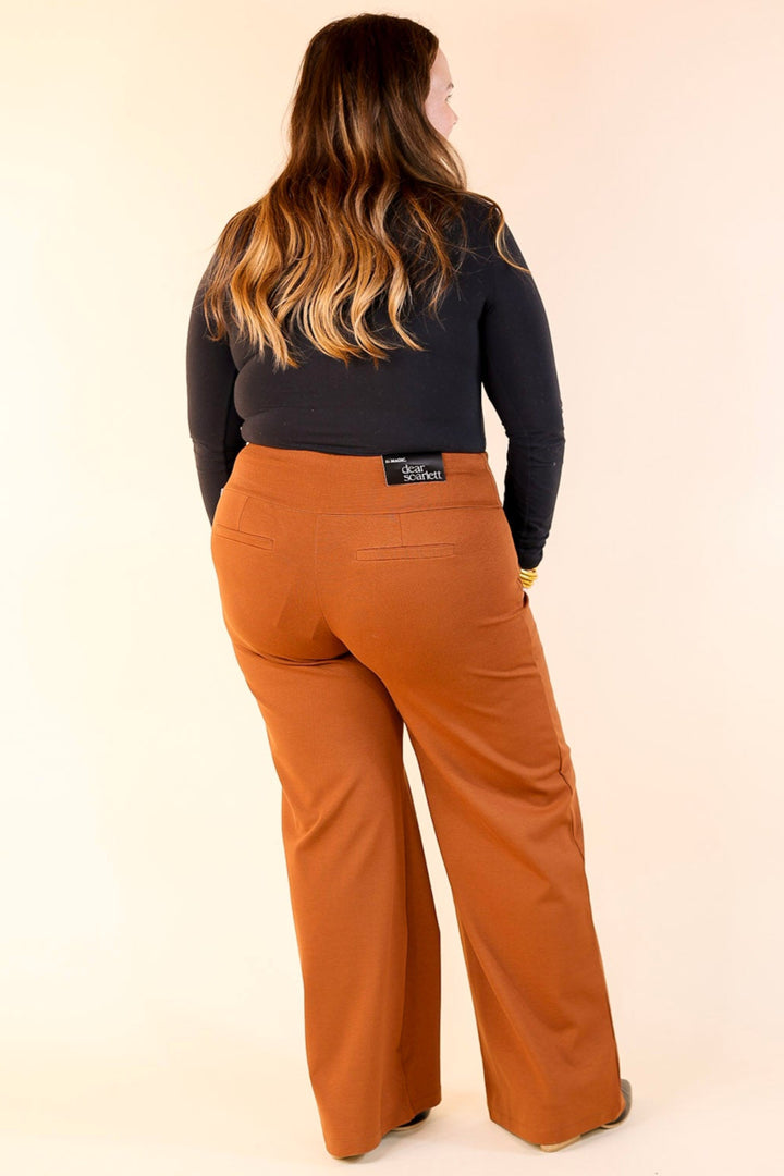 Confident Stride Wide Leg Full Length Pant in Rust Orange