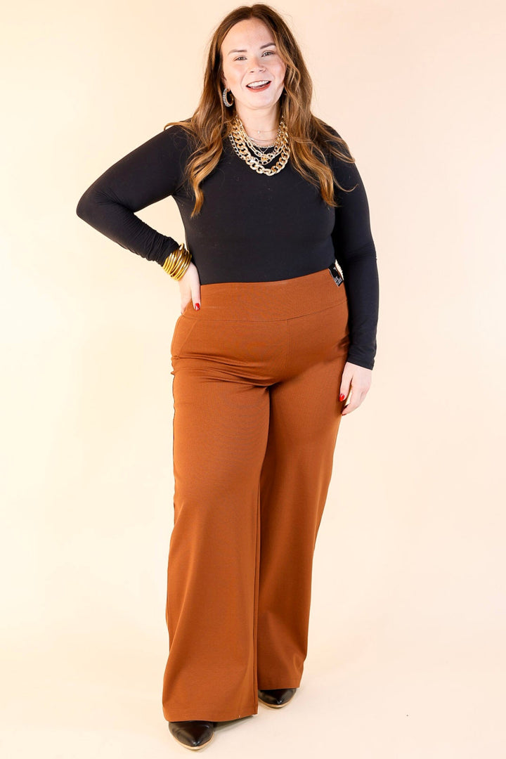 Confident Stride Wide Leg Full Length Pant in Rust Orange