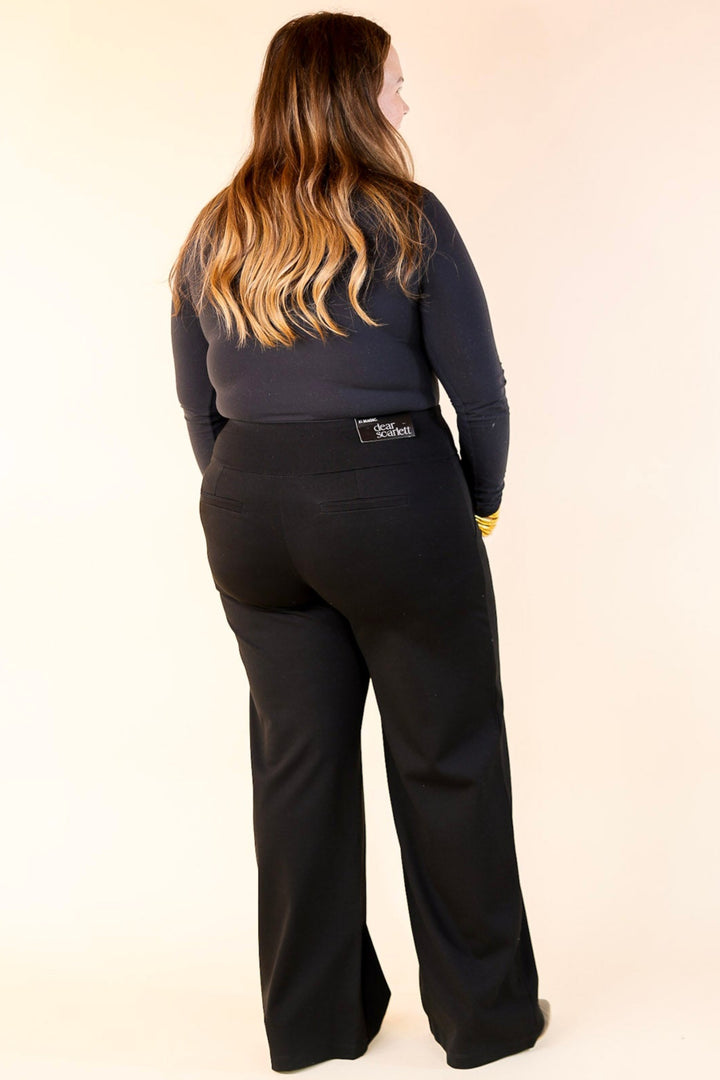 Confident Stride Wide Leg Full Length Pant in Black