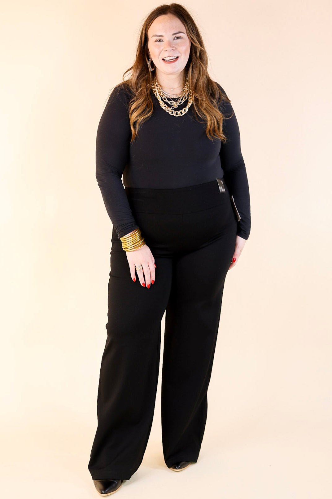 Confident Stride Wide Leg Full Length Pant in Black