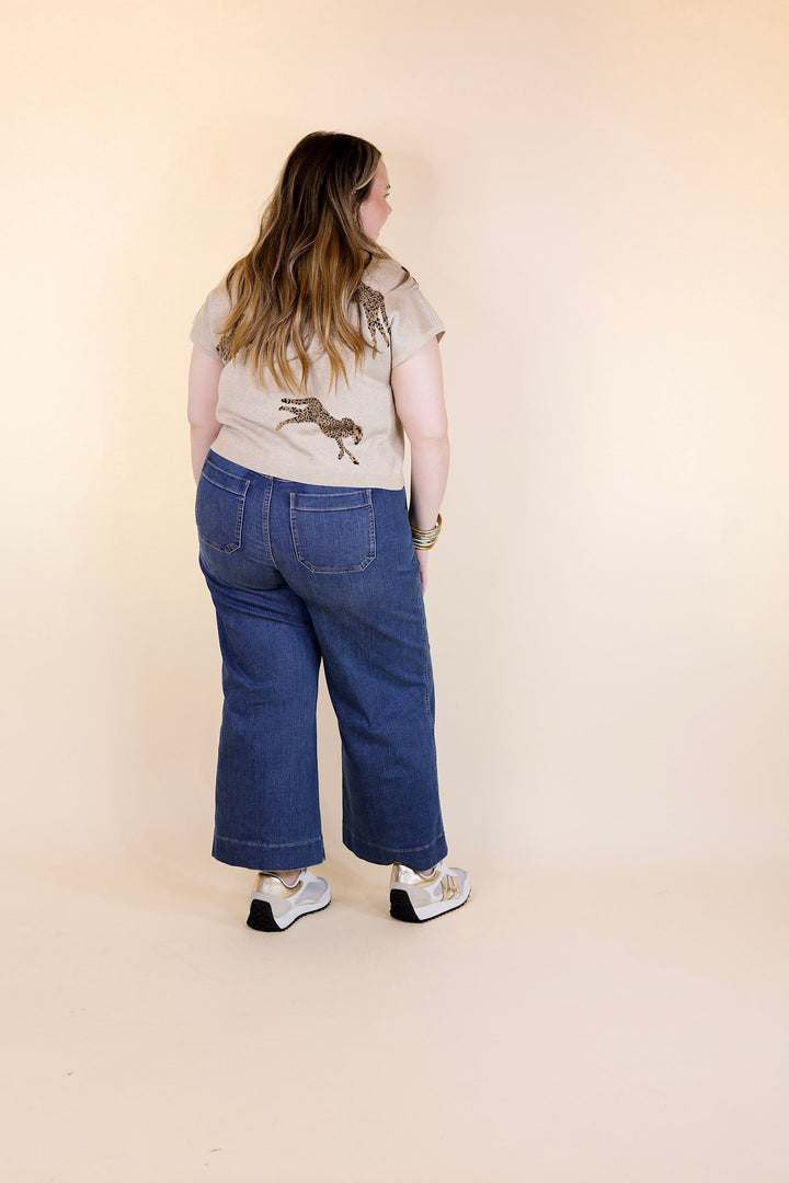 Upscale Charm Cheetah Print Sweater Top in Oatmeal Beige