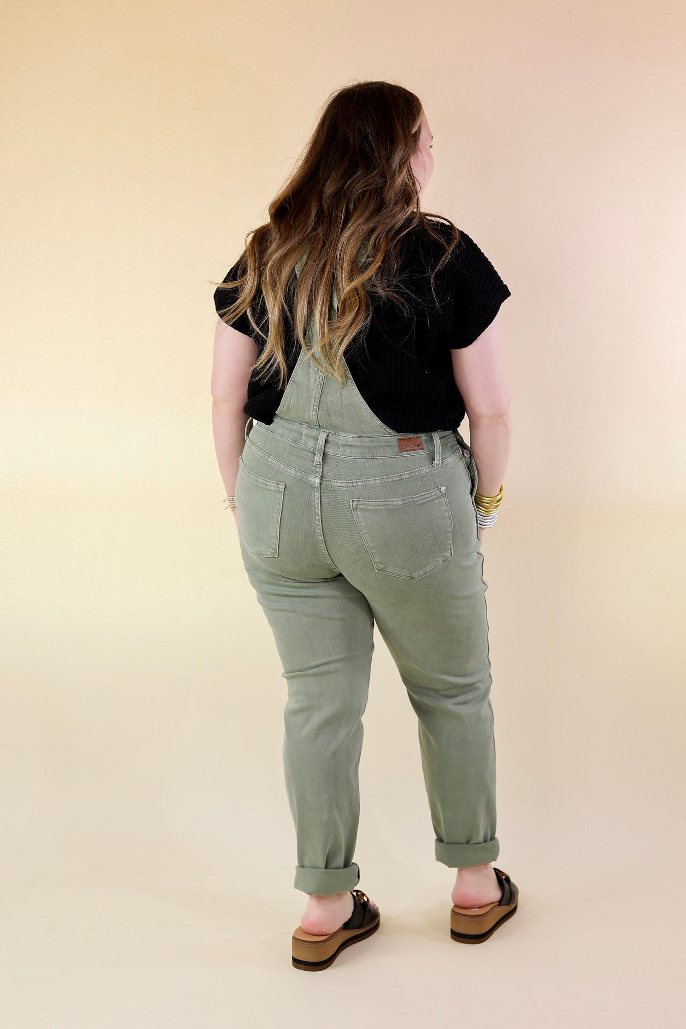 Judy Blue | Start The Bonfire Denim Garment Dyed Overalls in Sage Green - Giddy Up Glamour Boutique