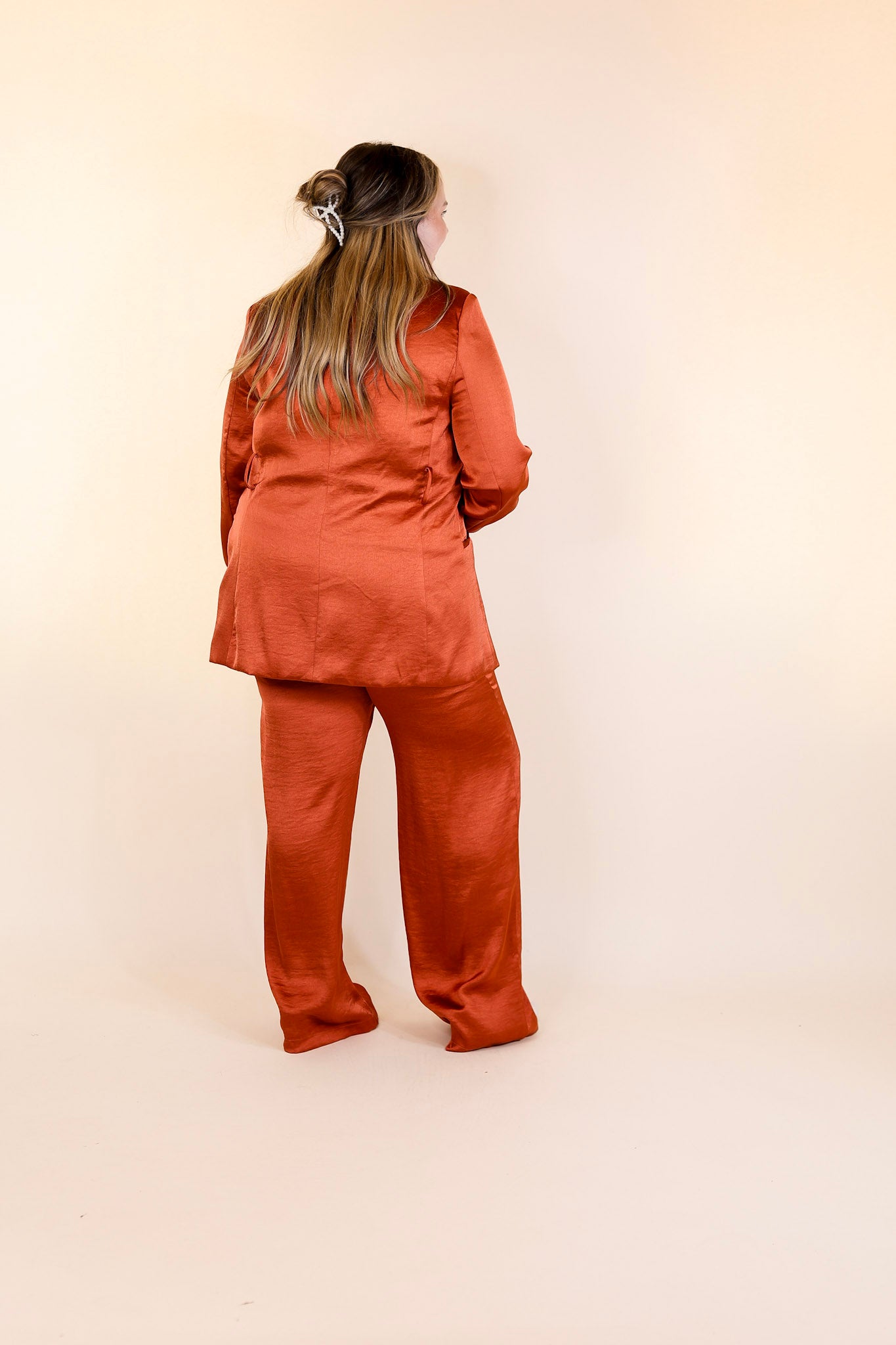 My Everything Satin Pants in Rust Orange