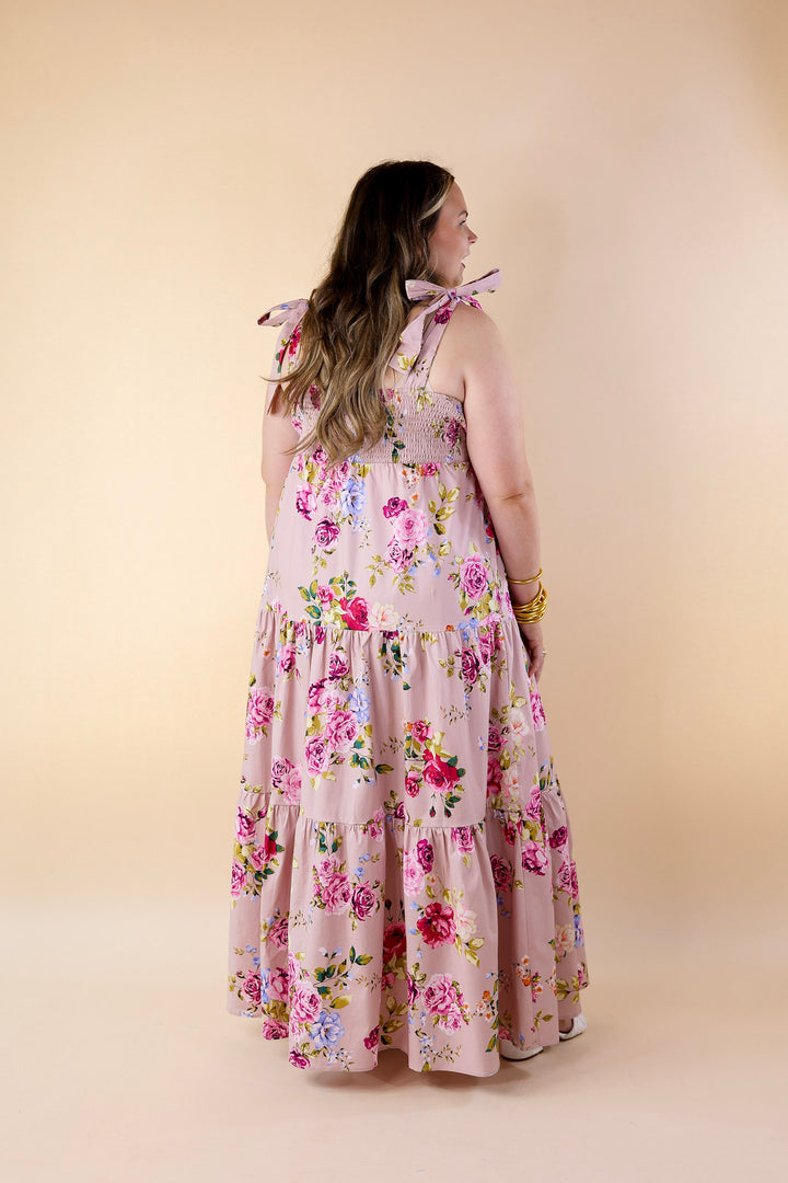 BuddyLove | Arlene Tie-Shoulder Maxi Dress in Blushing Pink - Giddy Up Glamour Boutique