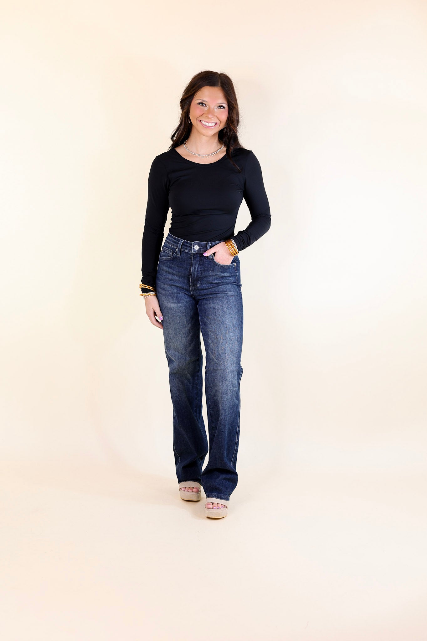 Judy Blue | Flawless Fit Tummy Control Classic Straight Leg Jean in Dark Wash