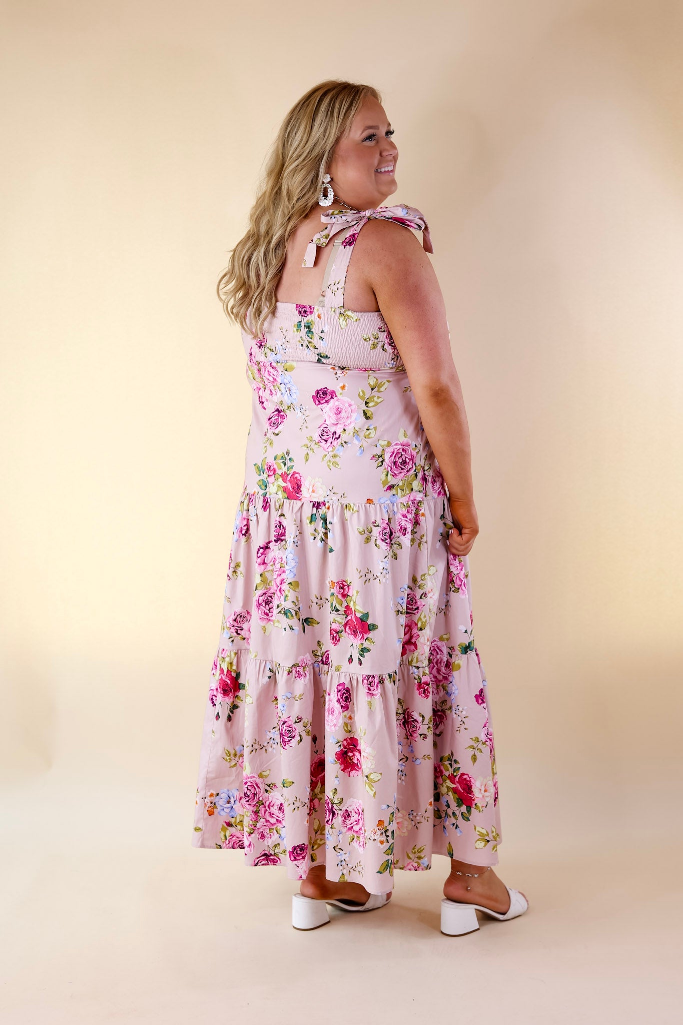 BuddyLove | Arlene Tie-Shoulder Maxi Dress in Blushing Pink - Giddy Up Glamour Boutique
