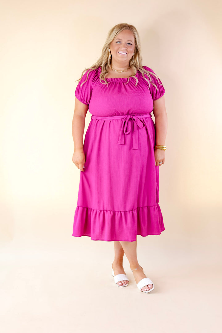 Fabulous Fusion Maxi Dress with Puff Sleeve in Berry Pink - Giddy Up Glamour Boutique