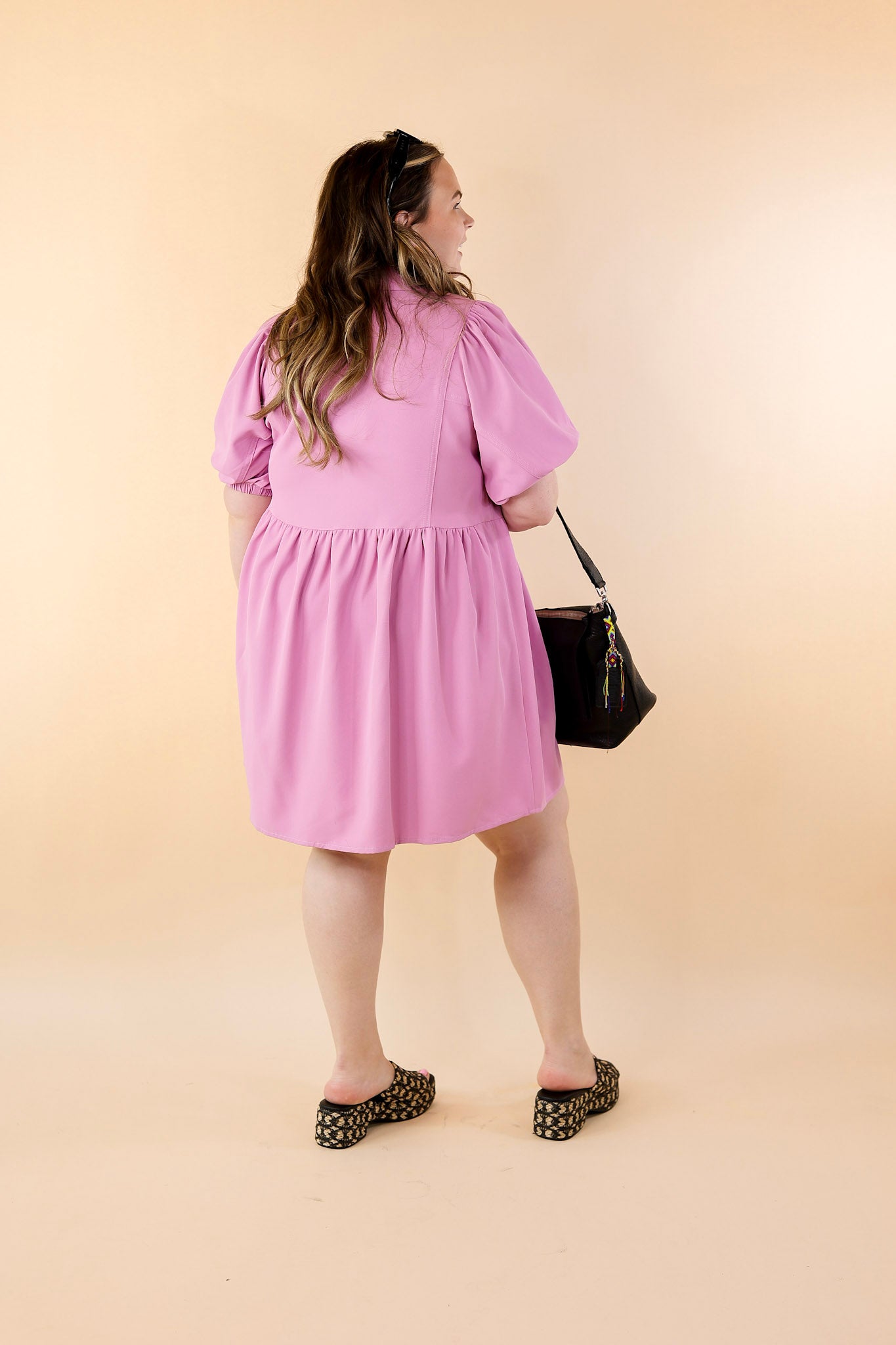 Adventures Ahead Button Up Babydoll Dress in Dusty Pink - Giddy Up Glamour Boutique