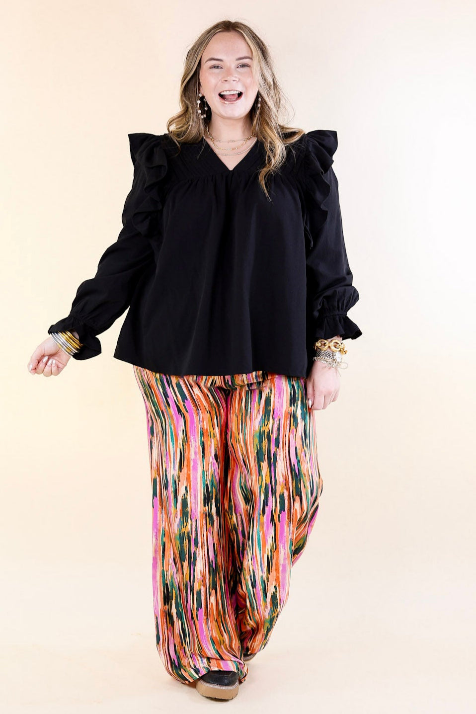 Garden Gypsy Satin Pants with a Tie in Orchid Purple Mix