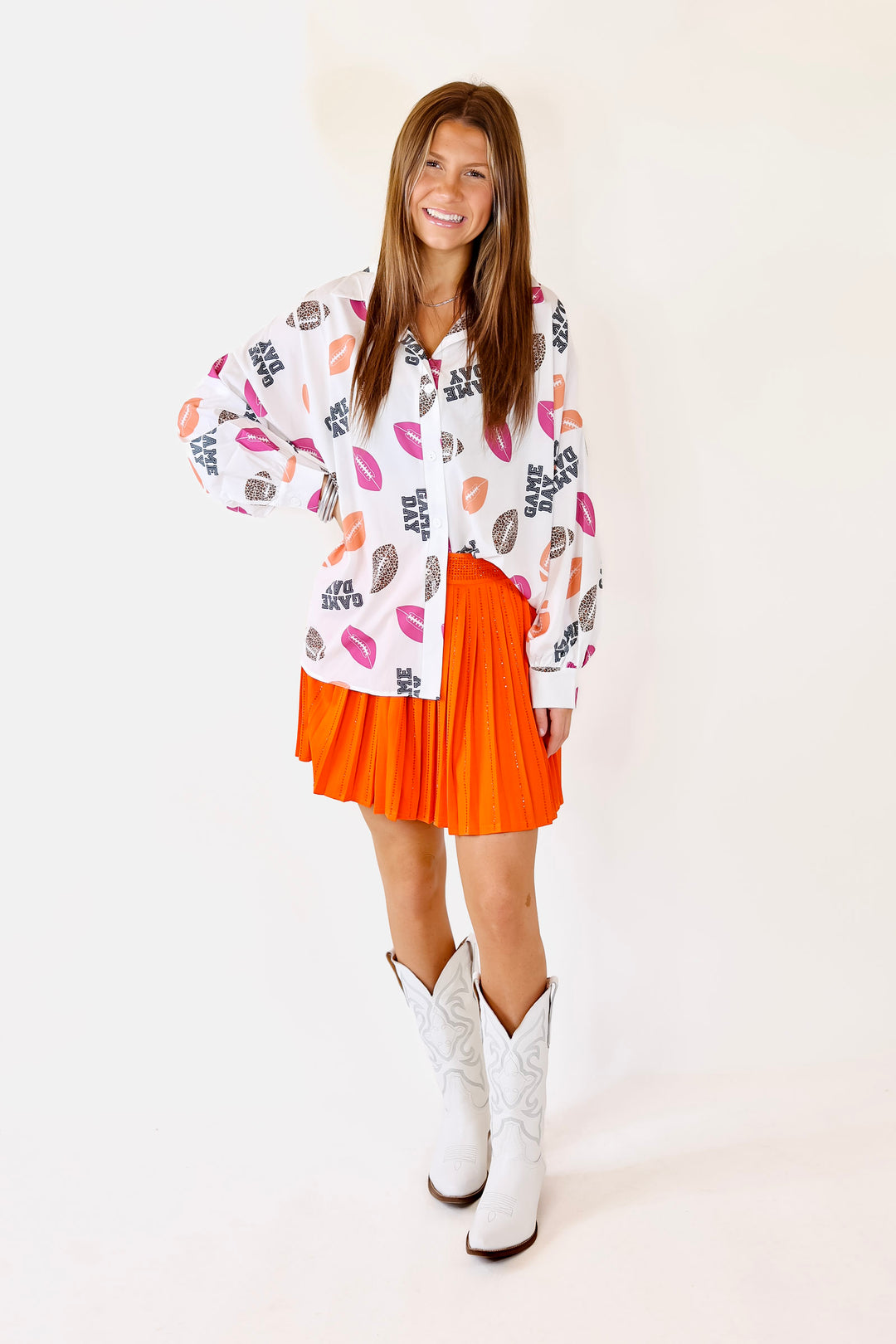 Midnight Dancing Crystal Skirt in Orange - Giddy Up Glamour Boutique