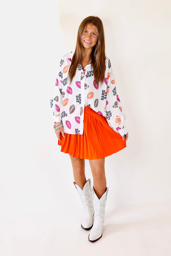 Midnight Dancing Crystal Skirt in Orange - Giddy Up Glamour Boutique