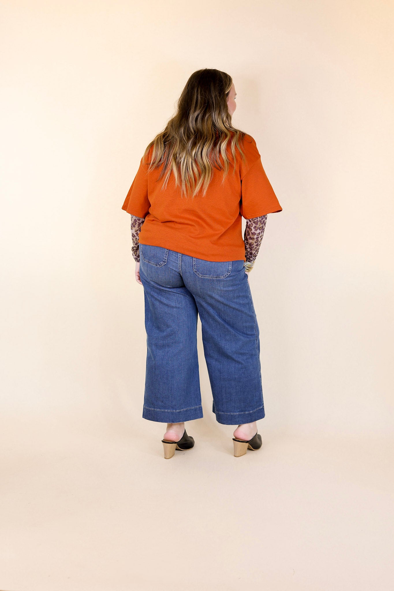 Polka Dot Pumpkin Season Short Sleeve Graphic Tee in Burnt Orange