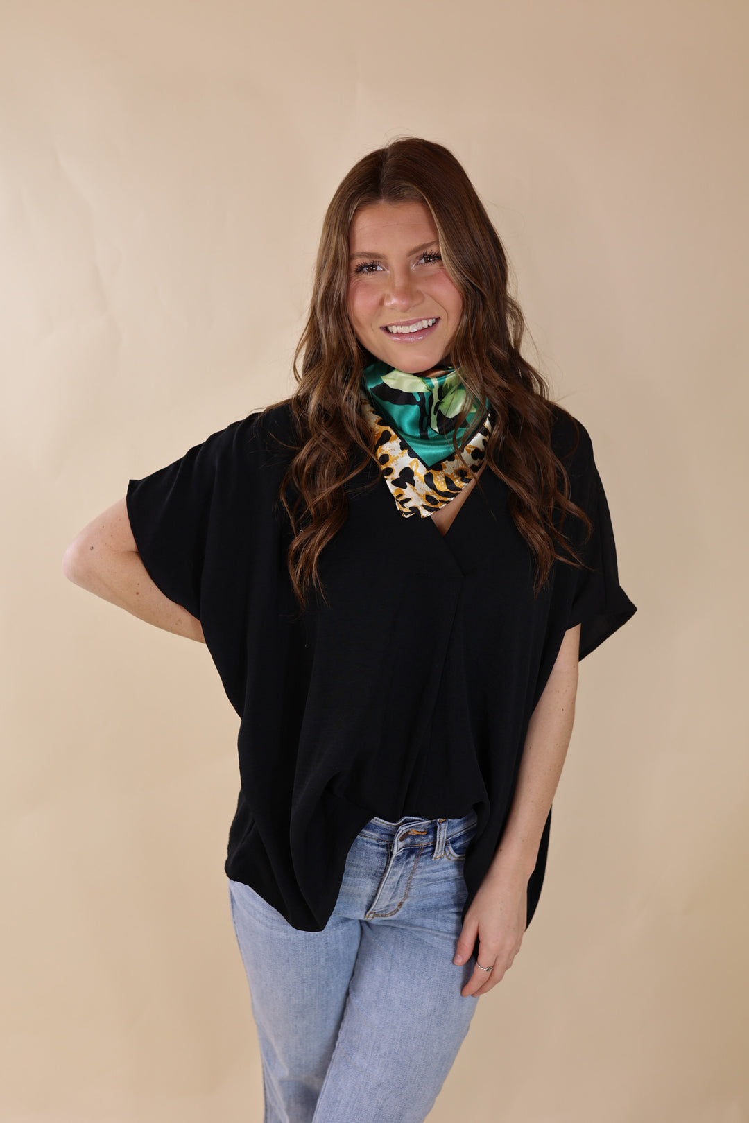 Fiesty Floral Wild Rag in Emerald - Giddy Up Glamour Boutique