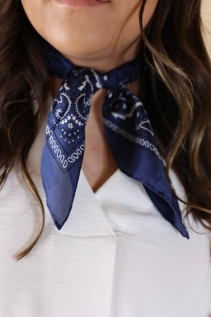 Mini Bandana Wild Rag in Navy - Giddy Up Glamour Boutique