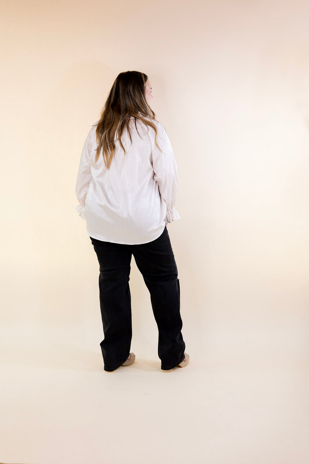 Sunset Situation Front Tie Keyhole Blouse in Ivory