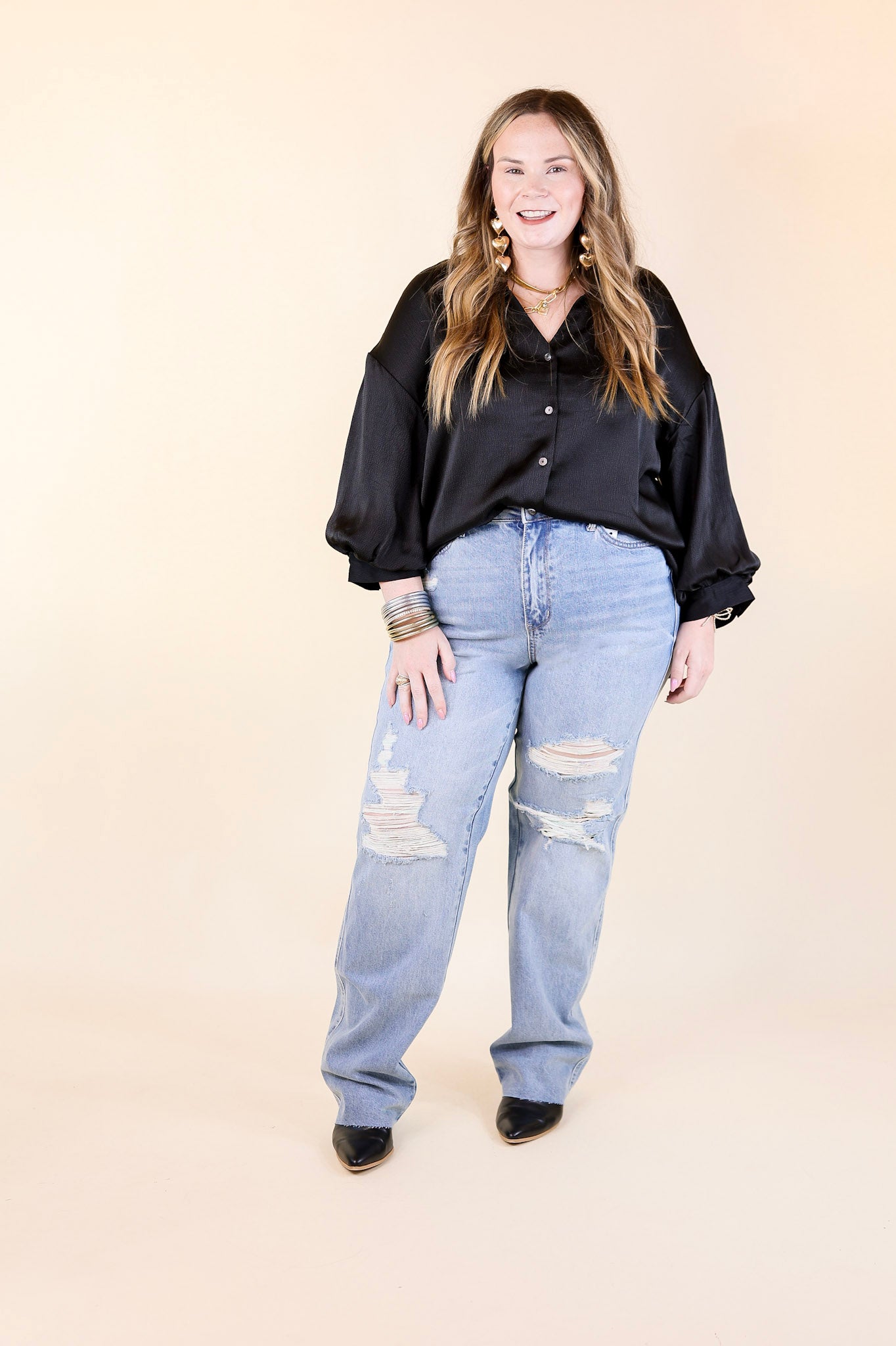 Judy Blue | Retro Remix Destroy Knee 90's Straight Leg Jeans in Medium Wash