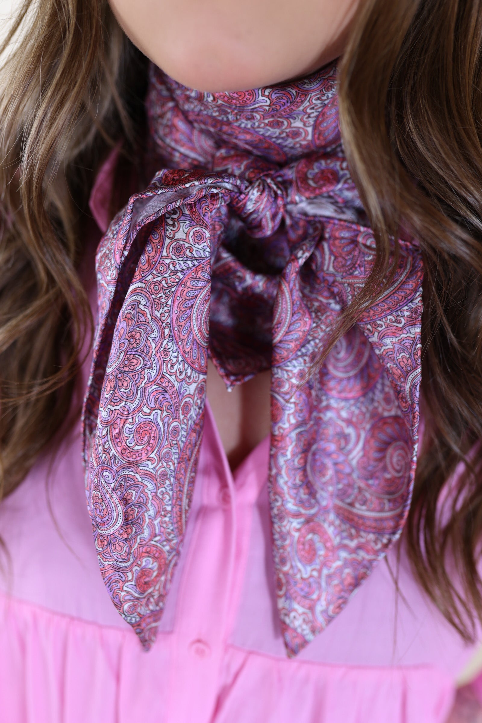 Paisley Wild Rag in Raspberry and White - Giddy Up Glamour Boutique