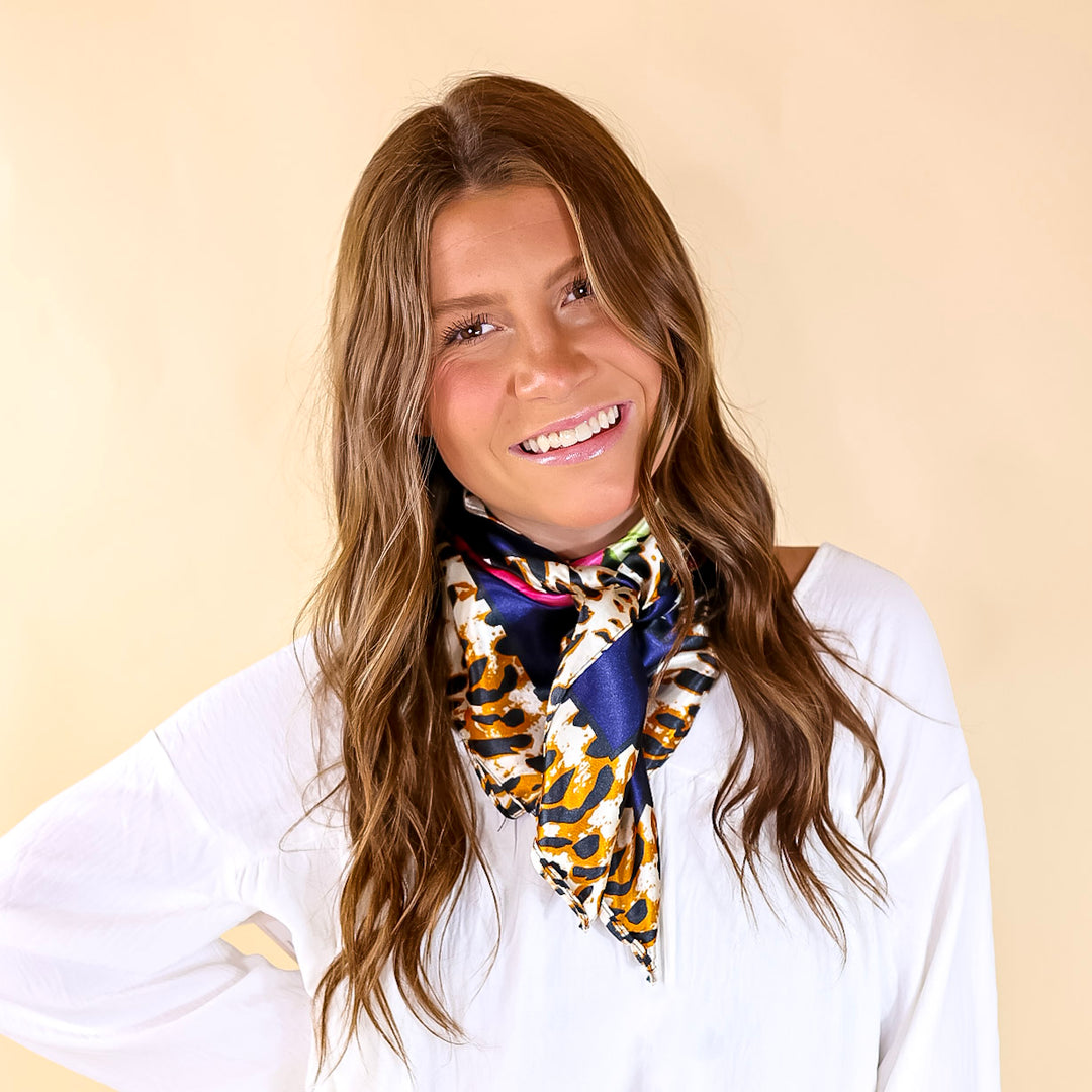 Fiesty Floral Wild Rag in Navy - Giddy Up Glamour Boutique