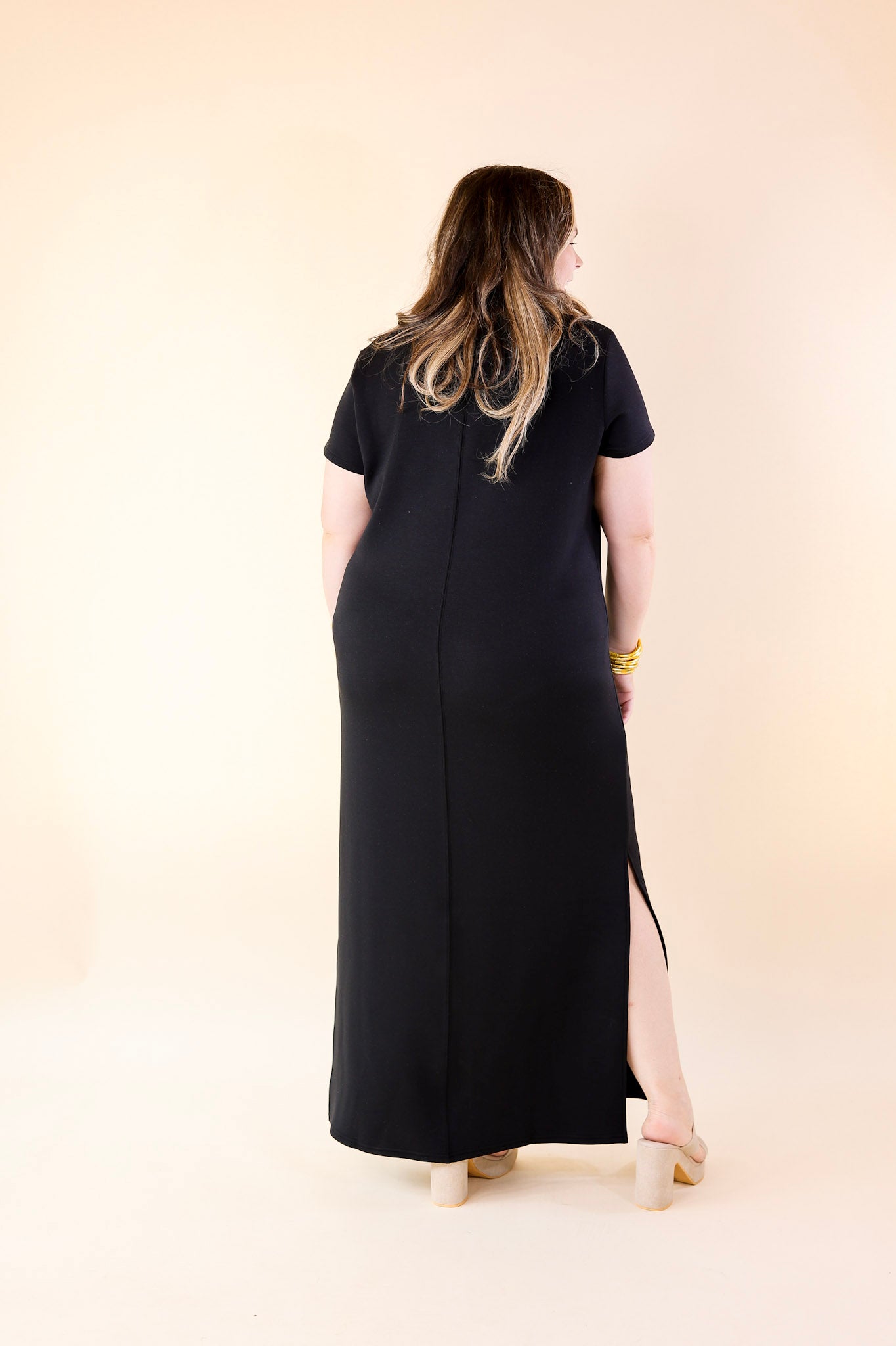 SPANX | AirEssentials Maxi T-Shirt Dress in Very Black - Giddy Up Glamour Boutique