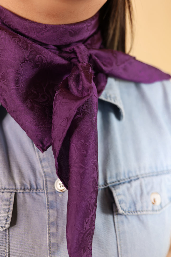 Jacquard Wild Rag in Plum Purple - Giddy Up Glamour Boutique