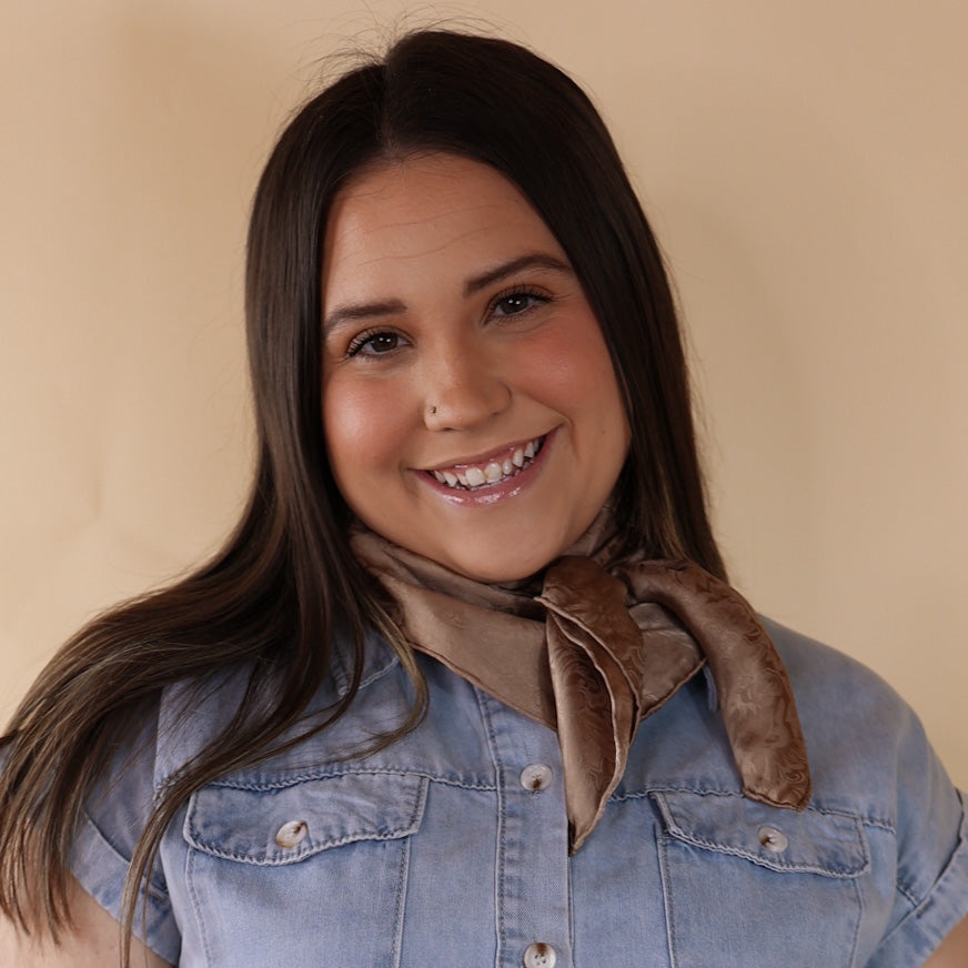 Jacquard Wild Rag in Rootbeer - Giddy Up Glamour Boutique