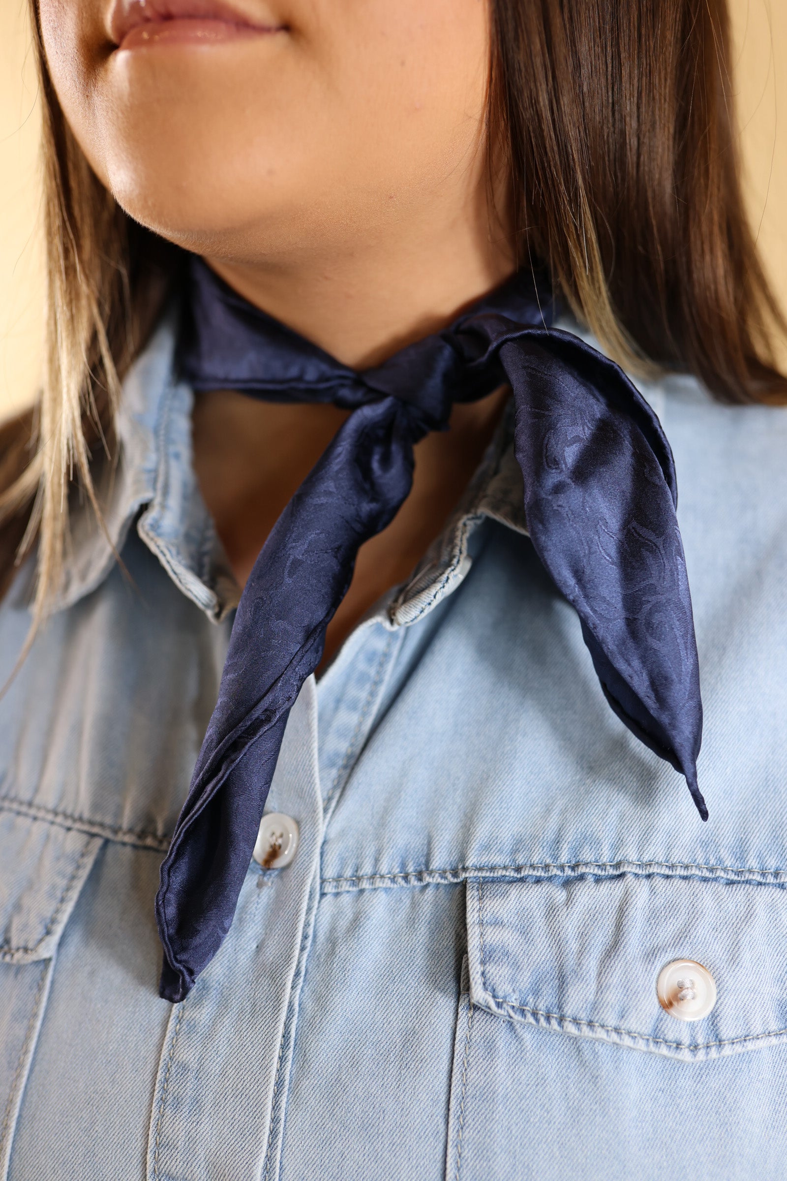 Mini Jacquard Wild Rag in Navy - Giddy Up Glamour Boutique