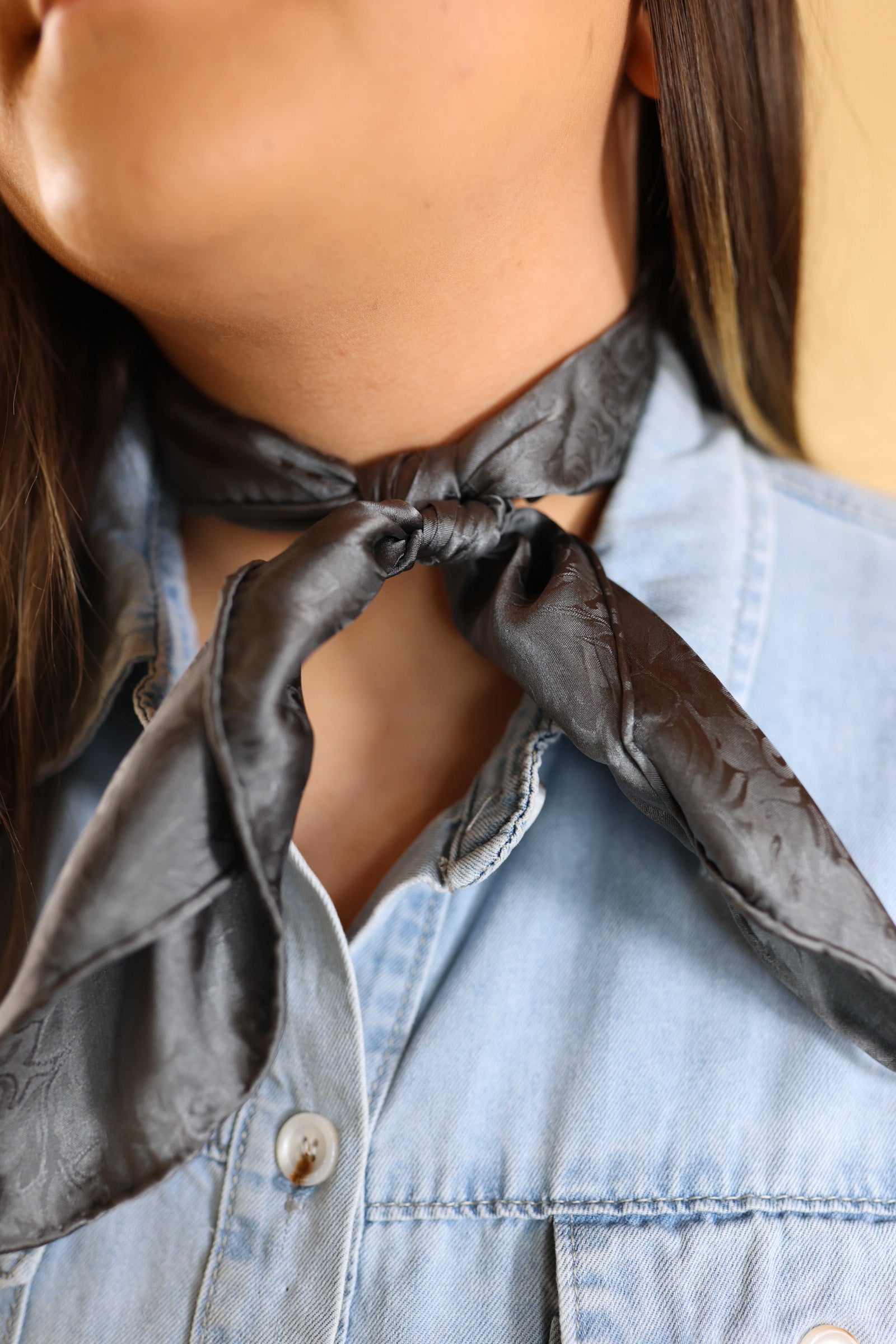 Mini Jacquard Wild Rag in Charcoal - Giddy Up Glamour Boutique