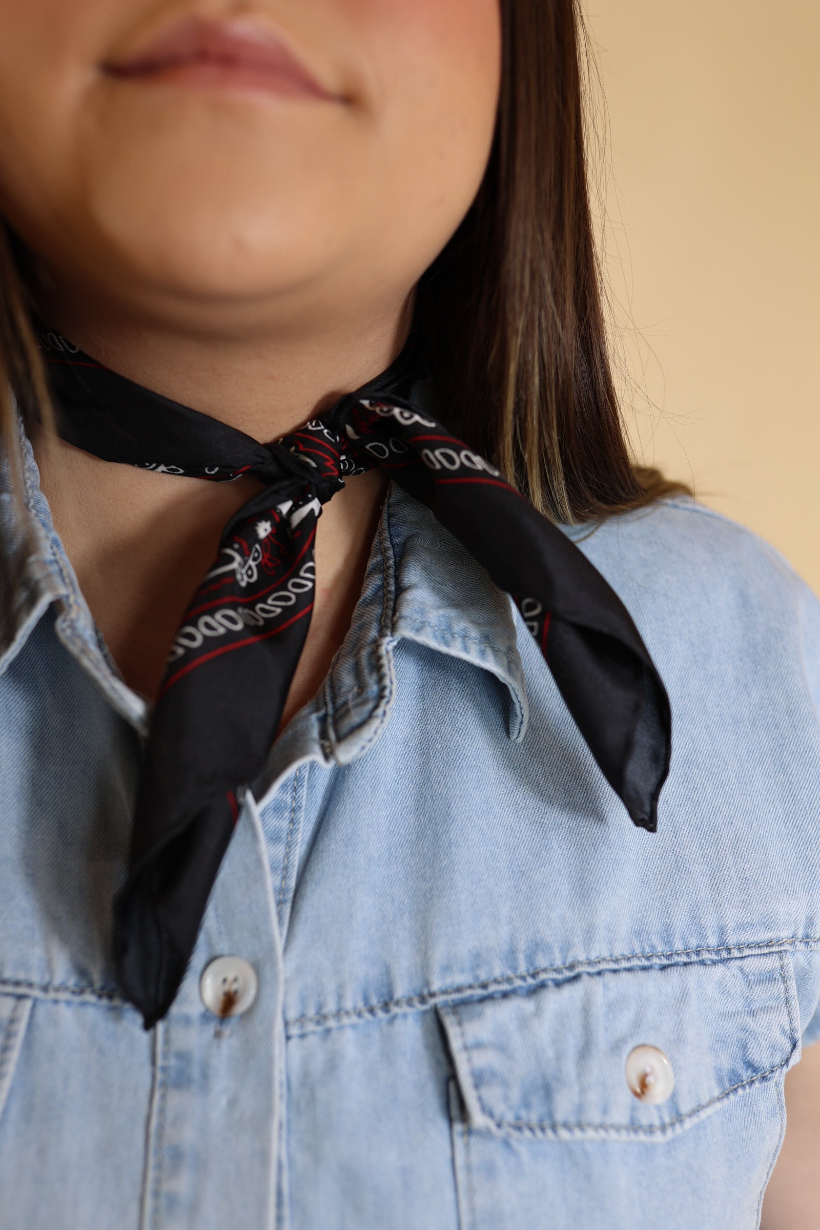 Mini Bandana Wild Rag in Black - Giddy Up Glamour Boutique