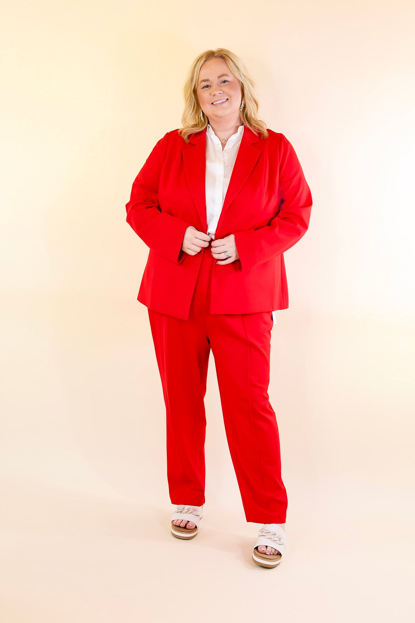 Elegant Ensemble Blazer in Scarlet Red