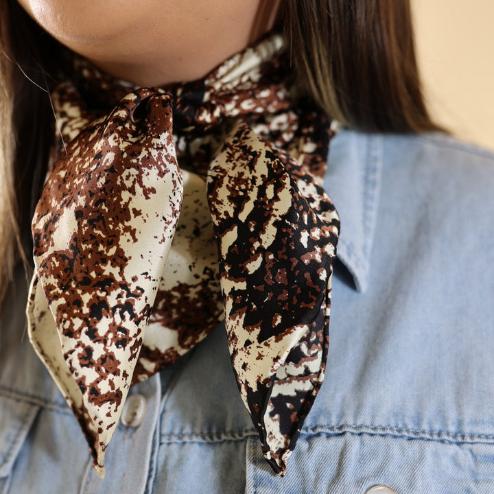 Cobra Charmeuse Wild Rag in Brown - Giddy Up Glamour Boutique