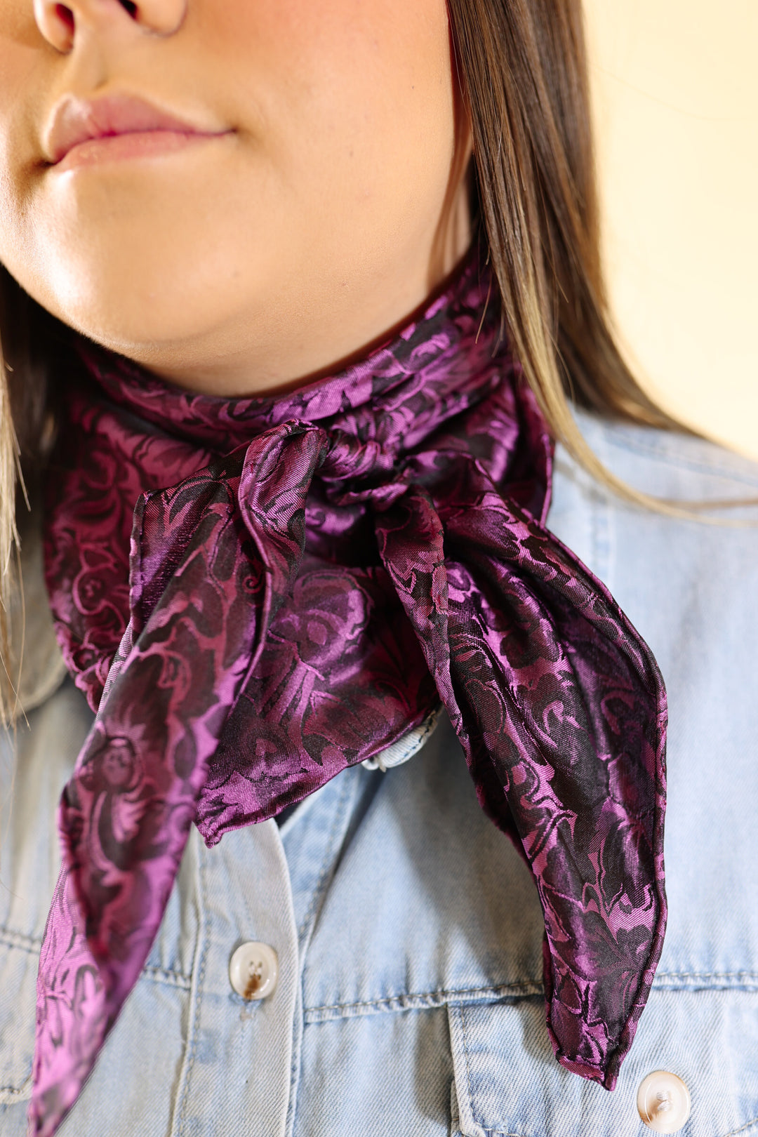 Baroque Wild Rag in Blackberry - Giddy Up Glamour Boutique