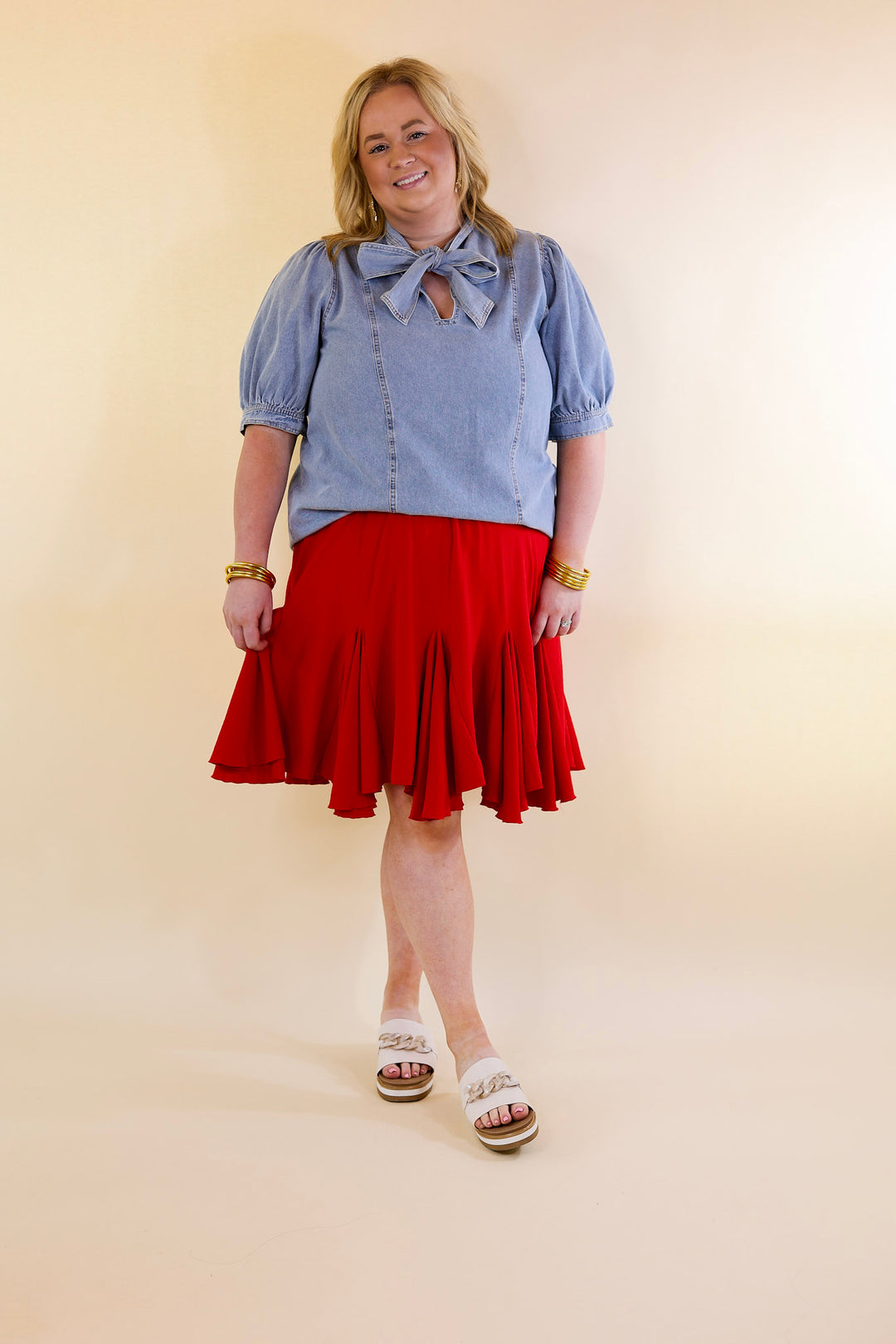 Flight Ruffle Red Ruffle Mini Skirt – Giddy Up Glamour Boutique